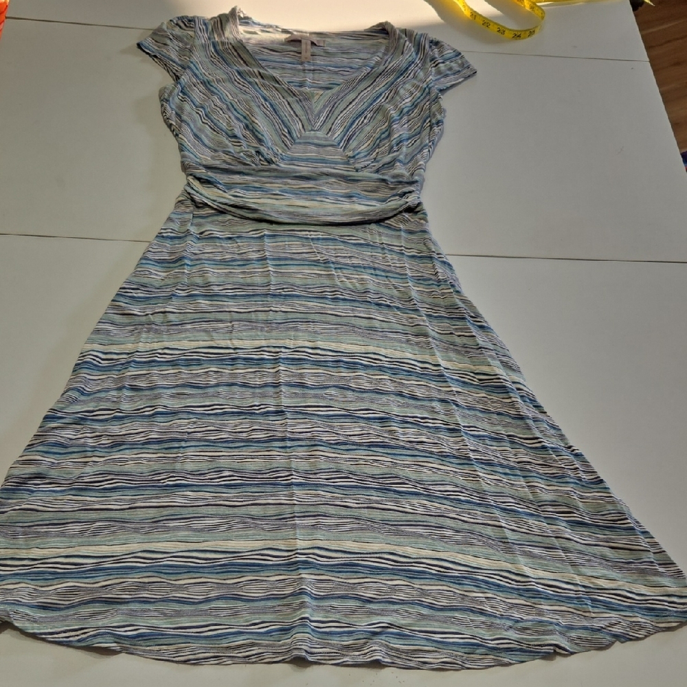 Blue and Gray A-Line Midi Dress, UK 10 curvy/really curvy.